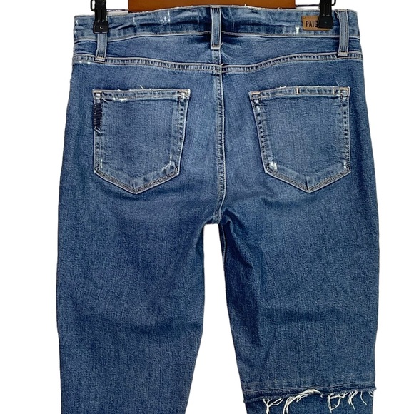 Paige Jacqueline Straight Distressed Patchwork Cropped Jeans size 27 - Picture 6 of 14